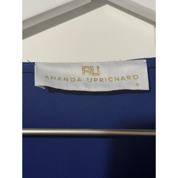 Amanda Uprichard Cobalt Blue Layered Flutter Sleeve Top Size Small - Picture 5 of 6